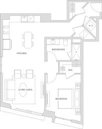 1 Bed 845 sqft